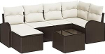 Rantry 6-teiliges Garten Sofa Set mit Kissen Grau Poly Rattan Gartenlounge Model3346118