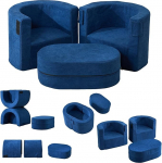 ANONER Laste tugitool 3-in-1 m&auml;ngusohva k&auml;etugi + laud, laste diivan diivan k&otilde;rge tihedusega, laste tool mini diivan t&uuml;drukutele ja poistele, laste tool k&auml;etugedega, tumesinine