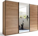 Bravo riidekapp peegeluksega Mauvella Oak Look - mitmek&uuml;lgne l&uuml;kanduksega riidekapp 3 ust ja palju hoiuruumi - 270 x 210 x 60 cm (B x K x S)