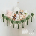 Ilus Jolly T&auml;isloomade ladustamine koos k&auml;sitsi kootud lehega Tassels Hammock Corner Hanging Net Boho Macrame Plush Storage m&auml;nguasjade lasteaia seinale lasteaia kaunistamiseks t&uuml;drukutele