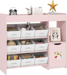 AIYAPLAY Kinderm&ouml;bel Aufbewahrungsregal f&uuml;r Kinderspielzeug mit 9 Schubladen aus Stoff und Schrank f&uuml;r Kinderzimmer, Spielzimmer, Kindergarten, rosa