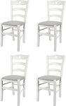 t m c s Tommychairs Cuore toolid k&ouml;&ouml;ki ja s&ouml;&ouml;gituppa, vastupidav konstruktsioon p&ouml;&ouml;gipuidust, l&auml;bipaistmatu valge lakitud ja pehmendusega kaetud iste p&auml;rlhalli v&auml;rvi kangaga, 4 tk komplektis.