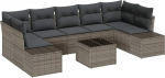 Rantry 8-teiliges Garten Sofa Set mit Kissen Grau Poly Rattan Gartenlounge Model3346979