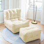 DTLEO Lazy Bean Bag Chair Cover, Premium Leathaire kangas, Bean Bags, Diivan Cover (ilma polstrita), Lazy Diivan Lounger, Relax m&ouml;&ouml;bel t&auml;iskasvanutele, Beige