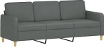 vidaXL 3-kohaline diivan, Lounge diivan diivan koos k&auml;etugede seljapatjadega, elutoa diivan disain diivan metallist raam, istumism&ouml;&ouml;bel kolmekohaline, tumehall kangas