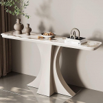 Console Table den Eingangsbereich, Moderner Konsolentisch, Schieferplatte, Metallbasis, Einfach zu Montieren, Flurtisch for Wohnzimmer, Schlafzimmer(White A,120cm/47.2in)