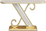 RYUQW3RE Eingangstisch, Moderner Konsolentisch mit Metallrahmen und Kunstmarmorplatte for den Eingangsbereich Konsolentisch(Gold,M)