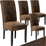 TecTake Set of 4 Faux Leather High Back Dining Chairs, Ergonomic Design, Solid Hardwood Legs, 106 cm High, Various Colours