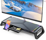 MOOJAY lauaarvuti statiiv koos 4 USB 3.0 jaoturiga ja RGB-valgusega, kokkupandav monitorihoidik koos hoiukastiga, telefoni- ja v&auml;lguhoidikuga PC/Laptop/iMac-mustaks v&auml;rvi