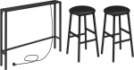 MAHANCRIS Konsolentisch und Barhocker Bundle, mit Ladestation, mit gepolsterter PU-Sitzfl&auml;che, f&uuml;r Wohnzimmer, Schlafzimmer ACTBK968UE01-ABAHB02R01