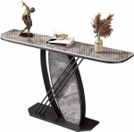 Moderner Konsolentisch f&uuml;r Eingangsbereich und Wohnzimmer, 12 mm dicke Tischplatte, stabiles Gestell, moderner Beistelltisch f&uuml;r Flur und B&uuml;ro, Schwarz & Grau, 100 x 30 x 80 cm, vielseitig e