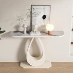 Generisch Eingangstisch mit Marmorplatte und Metallgestell, stilvoller Konsolentisch f&uuml;r Wohnzimmer, Foyer, Flur und Korridor - modernes Dekorationsm&ouml;belst&uuml;ck