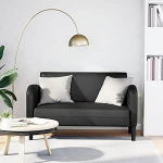 Zweisitzer-Sofa Schwarz 110 cm Kunstleder mit Federkern 124 x 67 x 70 cm Modernes disain Robust f&uuml;r Wohnzimmer B&uuml;ro Jugendzimmer und Balkon