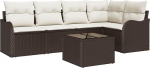 5-teiliges Garten Sofa Set mit Kissen Grau Poly Rattan, 2-Sitzer Garten Sofa mit Stauraum & Kissen Braun Poly Rattan Gartenlounge Model3354377