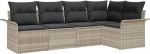 5-teiliges Garten Sofa Set mit Kissen Hellgrau Poly-Rattan, 2-Sitzer Garten Sofa mit Stauraum & Kissen Hellgrau Poly-Rattan Gartenlounge Model3354031