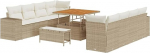11-teiliges Garten Sofa Set mit Kissen Beige Poly Rattan Akazie Gartenlounge Model3363936