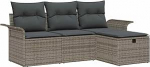 4-teiliges Garten Sofa Set mit Kissen Grau Poly Rattan, 2-Sitzer Garten Sofa mit Stauraum & Kissen Grau Poly Rattan Gartenlounge Model3360180