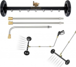 hzexun Pressure Washer Car Underbody Cleaner, High Pressure Washer Sprayer Home Garden Car Water Wash (7 Nozzles) Extension Rods 1/4 Quick Coupling 4000 PSI