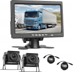 NHOPEEW tagumise vaate kaamera komplekt 7-tollise monitoriga - topelt 1080P tagavarakaamera tugi IP69 veekindel / super &ouml;&ouml;vaatlus / lai nurk - monitori komplekt veoautole/bussile/haagisele/mootorhaagistele