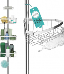 Telescopic Shower Shelf with Triple Anti-Rust Protection (Version 2.0) - Stable and Flexible 105-270 cm Shower Shelf Telescopic No Drilling - Telescopic Shelf Bathroom 4 Baskets - Clamp Shelf Shower