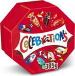 Celebrations piima&scaron;okolaadi kinkekarbis mini &scaron;okolaadid ja k&uuml;psisetahvlid (Maltesers, Galaxy, Snickers ja muud) 385 g