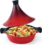 Scheffler Tagine Pot - Moroccan Tagine 28 cm Non-Stick Coating Aluminium with Conical Shape (28 cm Red)