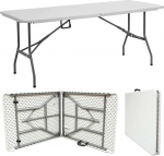 6ft Heavy Duty Folding Table Catering Camping Picnic Party Portable Compact Trestle Table with Carry Handle Indoor Outdoor Garden Market BBQ White
