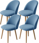 LinFortune Set of 4 Stretchy Chair Covers for Dining Room Chairs, Curved Backrest, Modern Accent Chair Slipcovers, Washable Chair Protectors, Without Armrests for Living Room, Kitchen, Hotel (Blue, 4