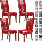 SPRINGRICO Chair Covers for Dining Room, Set of 4, Stretch Dining Chair Cover, Washable Spandex Kitchen Parsons Chair Protective Covers, Removable Seat Protector for Home or Party (Pack of 4, in Bloom2)