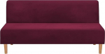 Topchances Armless Futon Sofa Bed Cover - High Stretch Soft Velvet Folding Sofa Seat Covers Armless Armless Sofa Bed Slipcover Couch Sofa Protector Fits 2-3 Seater Folding Sofa Bed Wine Red