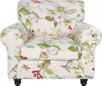 SearchI Stretch Sofa Cover Printed Floral Pattern 2 Pieces Armchair Slipcover with Separate Chair Cushion Washable Furniture Protector for Living Room (Chair, Spring Pattern)