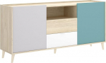 DEKIT Nova Melamine Sideboard, Natural/Emerald, Natural/Esmeralda