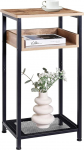 KJGKK Tall Side Table 30" High Quality Table Small Entrance Table Bedside Table for Living Room and Bedroom Greige & Black