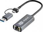 hb-digital USB-C Ethernet adapter RJ45 Port Gigabit LAN v&otilde;rguadapter Alumiinium korpus toetab 1000Mbps 1Gbps USB 3.0 &uuml;hilduv USB-A adapteriga Andmekaabel v&otilde;rgukaabel