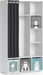 Vicco Luigi laste riidekapp valge koos kokkupandavate kastidega (hall) - 38 x 178 x 106 cm puitlaastplaadist - laste riiul lastele ja teismelistele, h&auml;sti l&auml;bim&otilde;eldud organiseerimiseks piiratud ruumides