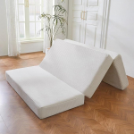 MAXYOYO kokkupandav Corduroy madrats, 3-kordne kokkupandav madrats, 15 cm paksune, kokkupandav k&uuml;lalismadrats eemaldatava ja pestava kattega, ruumi s&auml;&auml;stev k&uuml;lalistetuppa ja reisimiseks (beež, 90 x 190 cm)