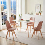 4 tooliga s&ouml;&ouml;gitoa komplekt, 4 s&ouml;&ouml;gitooli ja ristk&uuml;likukujuline k&ouml;&ouml;gilaud, s&ouml;&ouml;gitoagrupp 4 inimesele, istumiskomplekt elutuppa, k&ouml;&ouml;ki, kontorisse (valge laud + 4 suitsuroosat).