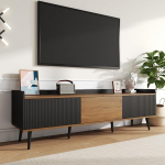 160 cm telerikapp, telerialus 3 uksega, TV Lowboard kuni 68-tollise teleri jaoks, telerikapp koos hoiuruumiga, elutuppa, magamistuppa, 160 x 39 x 49,5 cm, must ja naturaalne (must + naturaalne)