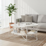 Komplekt 2 pikendatavat kohvilauda, &uuml;mmargune ja ovaalne, kaasaegsed virnastatavad k&uuml;ljelauad, elutoa laud hoiuruumiga ja marmori v&auml;limusega, metallraamiga, laud elutoas, diivanilaud (h&otilde;bedased jalad + valge)