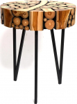 Disain Teak puidust kohvilaud K&otilde;rvallaud Teak puidust kolmjalg &Uuml;mmargused puukettad K&auml;sitsi valmistatud k&uuml;ljelaud Teak puidust v&auml;ikesed puukettad Telefonilaud (55 x 45 cm (K x Diameeter))