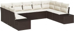 9-teiliges Garten-Sofa-Set mit Kissen in Braun-Poly-Rattan Gartenlounge Model3355887