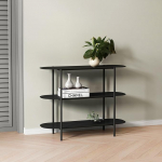 [en.casa] Enebakk konsoollaud 3 riiuliga seisev riiuliga k&uuml;ljelaud 70 x 90 x 32 cm elutuppa ja magamistuppa kontorisse musta v&auml;rvi