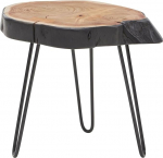 FineBuy K&uuml;ljelaud Akaatsia t&auml;ispuidust / metallist Industrial 40 x 40 x 32 cm Puu serva elutoa laud Diivanilaud Tahke juuksekarva jalad V&auml;ike pikenduslaud elutuba