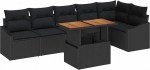 7-teiliges Garten-Sofa-Set mit Kissen Schwarz Poly-Rattan Gartenlounge Model3358585