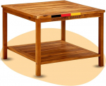 DELUKE&reg; EMMI k&uuml;ljelaud T&auml;ispuidust 60 x 60 x 45 cm kohvilaud Akaatsia k&uuml;ljelaud Diivanist puidust laud V&auml;ljas diivanilaud Aia laud ruudukujuline