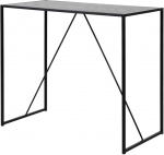 Selsey KRAPINA Baarilaud Loft stiilis must metallist raamiga lauaplaat 120 x 60 cm k&otilde;rgus 105 cm puiduefektiga tumehall