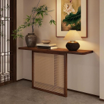 Konsolentisch im Industriestil im Landhausstil - schmaler Akzenttisch aus Holz f&uuml;r den Eingangsbereich, Wohnzimmer, Flur, Sofa, Foyer - 39,5 Zoll Langer Beistelltisch (100 x 30 x 75 cm)