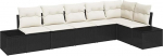 6-teiliges Garten Sofa Set mit Kissen Schwarz Poly Rattan Gartenlounge Model3347077
