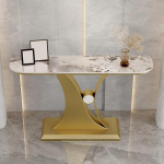 Moderner Konsolentisch, Sofatisch f&uuml;r den Eingangsbereich, zeitgen&ouml;ssischer Akzenttisch f&uuml;r Wohnzimmer und Foyer, stilvolles Gold-Finish, 100 cm - perfekte Flurdekoration