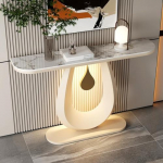 Rustiline konsoollaud esikusse, kitsas metallist raamiga koridorilaud, k&otilde;rgl&auml;ikega s&auml;ritatud kiviplaat, stiilne konsool elutuppa, 100 cm (39.3") (w